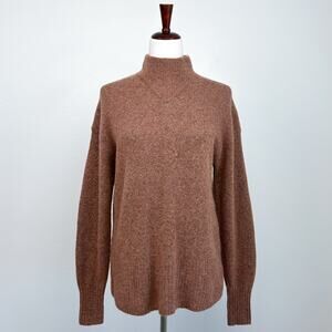 Everlane Cozy Stretch Heathered Mocha Wool Blend Pullover Sweater